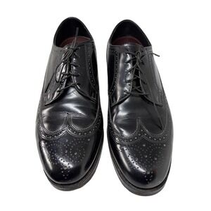 Florsheim Wingtip Oxfords Mens 11 D Black Good Brogue Leather Dress Shoes 20856